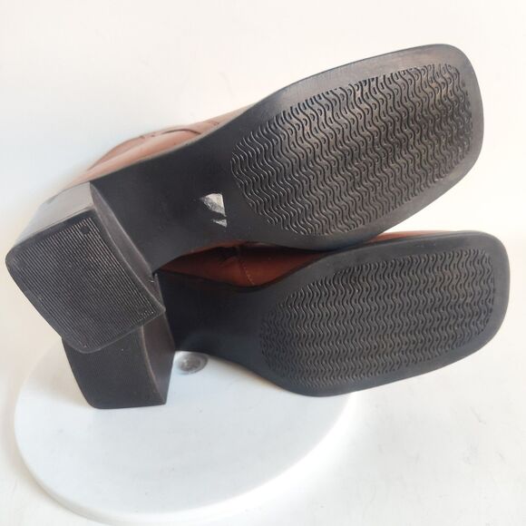 Bass Boots Size 8 90s Y2K Leather Camel Tan Square Toe Mid-Calf Vintage Womens - Picture 7 of 12